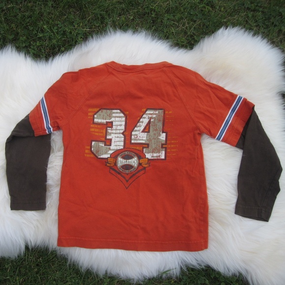 rugby graphic long sleeve orange tee size 8 - Picture 4 of 5